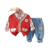22 Cross-border Children's Clothing New Spring and Autumn Boys, Infants and Toddlers, Children's Set, Casual shirt, vest, long-sleeved Set, Three-piece set Item Picture